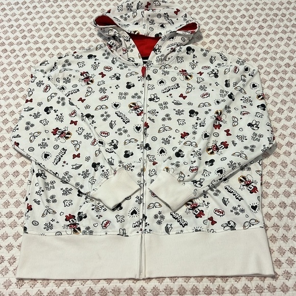 Disney Minnie Mouse All Over Print Sweatshirt Zipper Jacket Hoodie Size XL - Picture 4 of 12